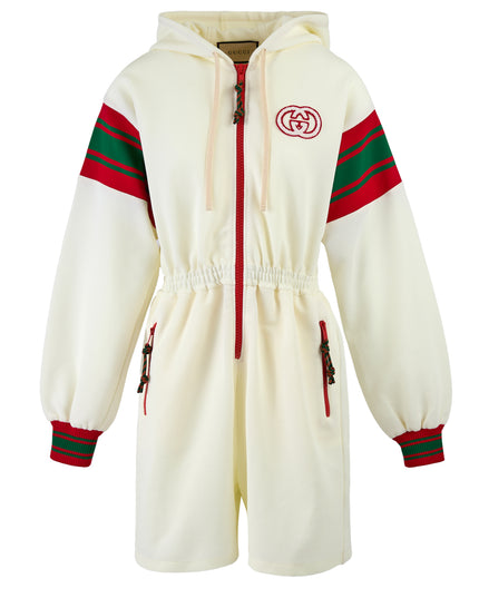 Gucci Cream Polyester Hooded Logo Sweatsuit