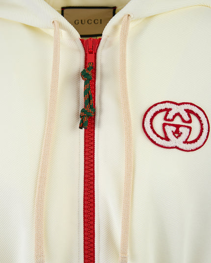 Gucci Cream Polyester Hooded Logo Sweatsuit