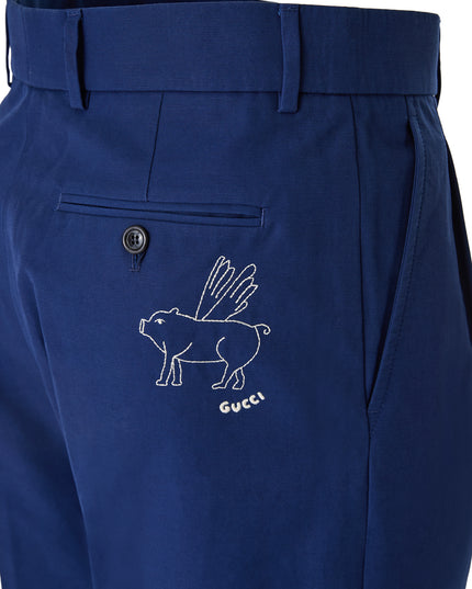 Gucci Blue Classic Cotton Pants
