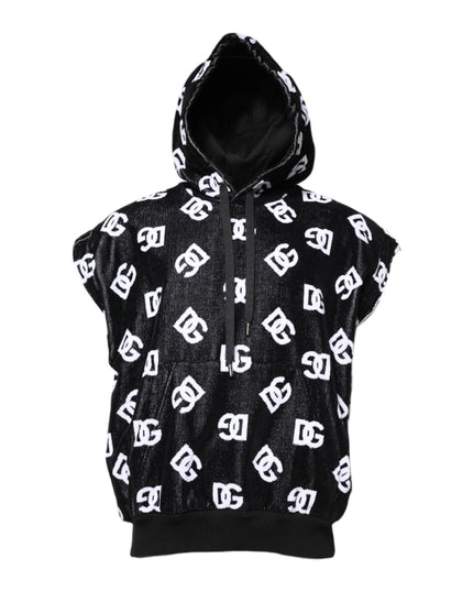 Dolce & Gabbana Black DG Cotton Hooded Sleeveless Sweater