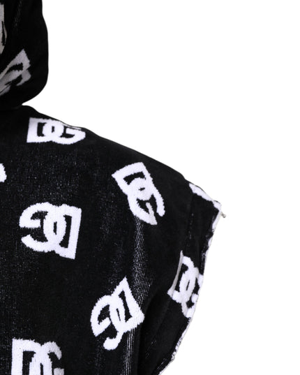 Dolce & Gabbana Black DG Cotton Hooded Sleeveless Sweater