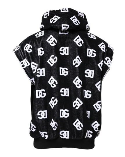Dolce & Gabbana Black DG Cotton Hooded Sleeveless Sweater