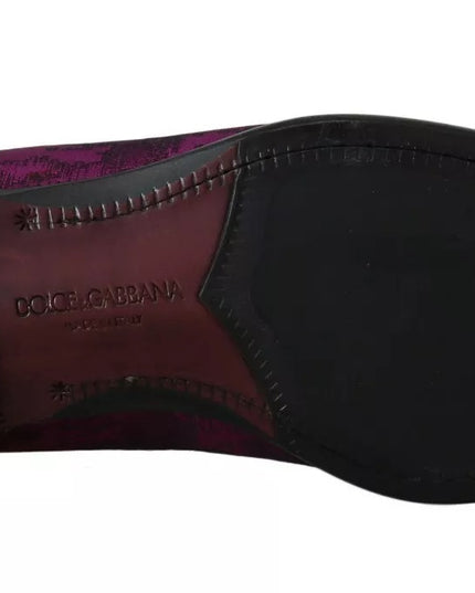 Dolce & Gabbana Purple Jacquard Loafers Dress Formal Shoes