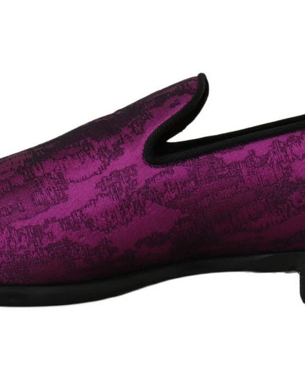 Dolce & Gabbana Purple Jacquard Loafers Dress Formal Shoes