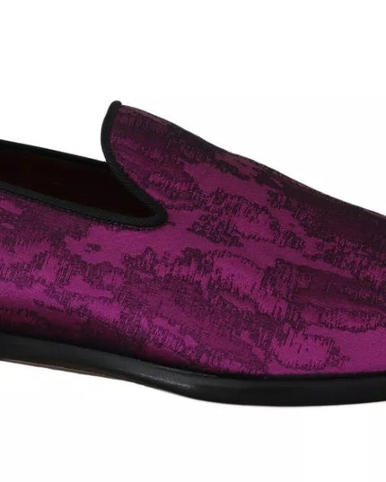 Dolce & Gabbana Purple Jacquard Loafers Dress Formal Shoes