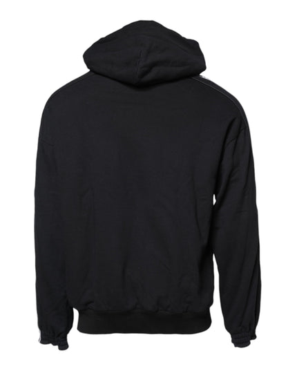 Dolce & Gabbana Black Cotton Logo Hooded Sweatshirt Sweater