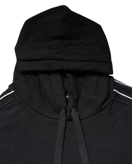 Dolce & Gabbana Black Cotton Logo Hooded Sweatshirt Sweater