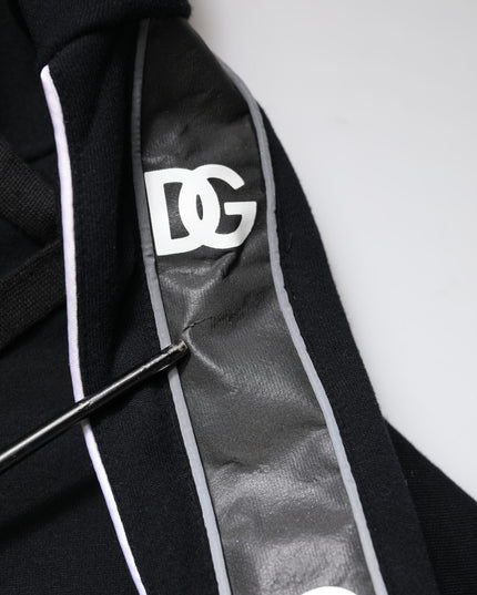 Dolce & Gabbana Black Cotton Logo Hooded Sweatshirt Sweater