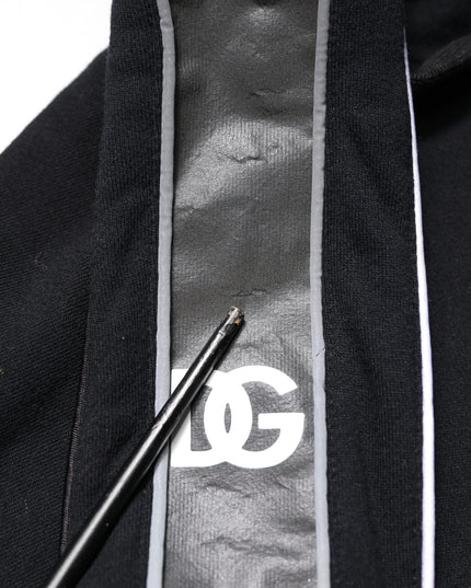 Dolce & Gabbana Black Cotton Logo Hooded Sweatshirt Sweater