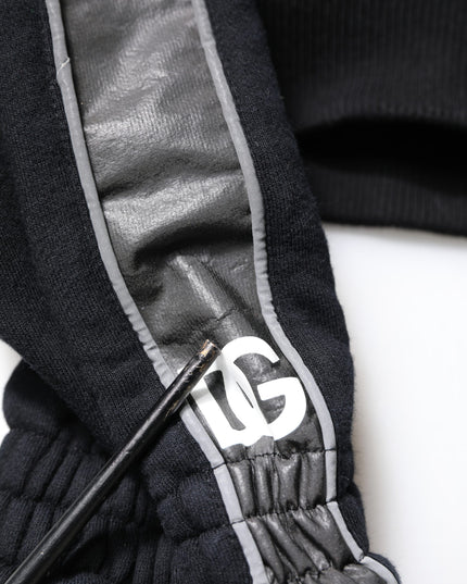 Dolce & Gabbana Black Cotton Logo Hooded Sweatshirt Sweater
