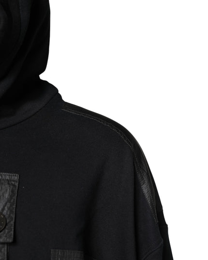 Dolce & Gabbana Black Cotton Hooded Sweatshirt Sweater