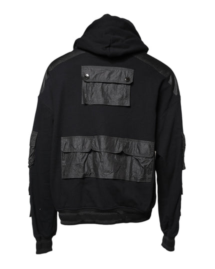 Dolce & Gabbana Black Cotton Hooded Sweatshirt Sweater