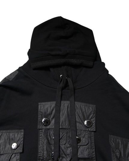 Dolce & Gabbana Black Cotton Hooded Sweatshirt Sweater