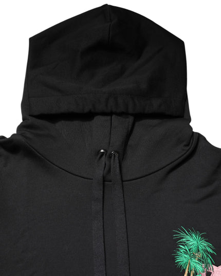 Dolce & Gabbana Black Embroidery Hooded Sweatshirt Sweater