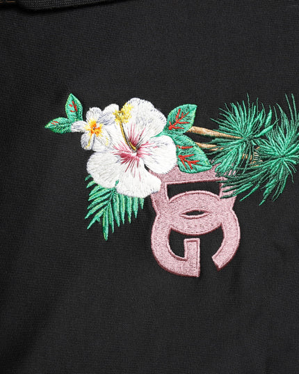 Dolce & Gabbana Black Embroidery Hooded Sweatshirt Sweater