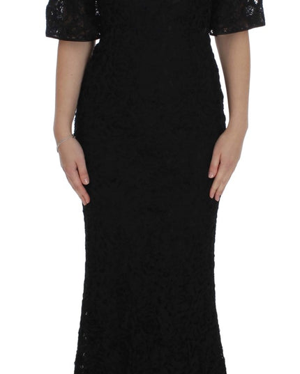 Dolce & Gabbana Black Floral Lace Long Bodycon Maxi Dress