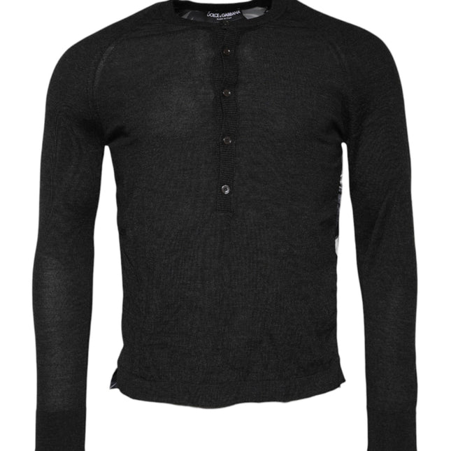 Dolce & Gabbana Black Printed Knitted Men Pullover Sweater
