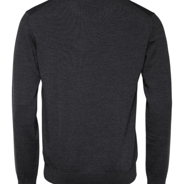 Dolce & Gabbana Gray Wool Logo Knitted Men Pullover Sweater