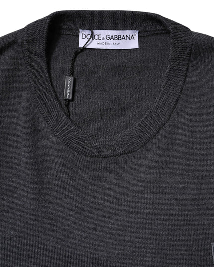 Dolce & Gabbana Gray Wool Logo Knitted Men Pullover Sweater