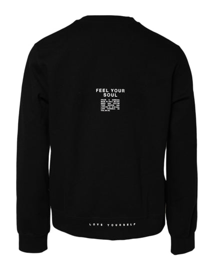 Dolce & Gabbana Black Cotton Logo Knitted Pullover Sweater