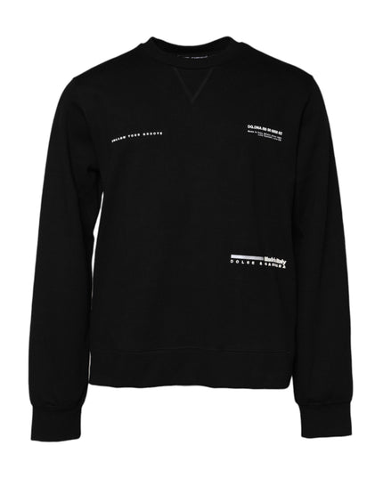 Dolce & Gabbana Black Cotton Logo Knitted Pullover Sweater