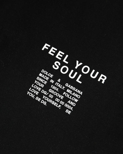 Dolce & Gabbana Black Cotton Logo Knitted Pullover Sweater