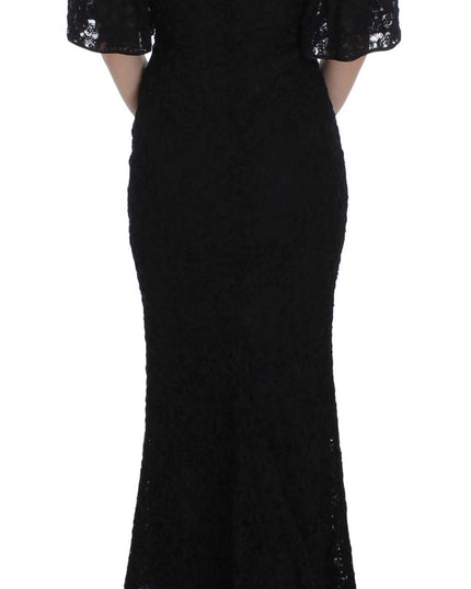 Dolce & Gabbana Black Floral Lace Long Bodycon Maxi Dress