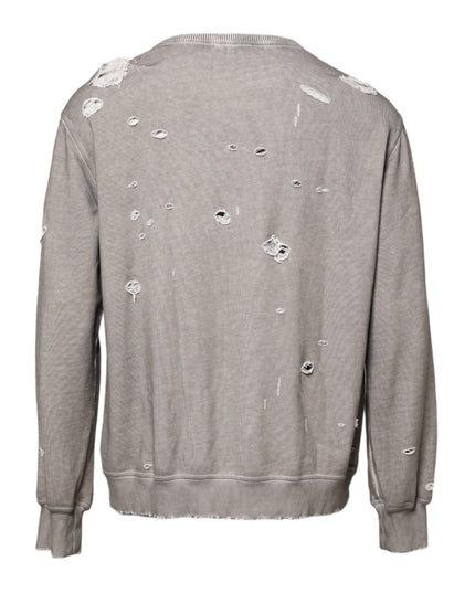 Dolce & Gabbana Gray Logo Print Crew Neck Pullover Sweater