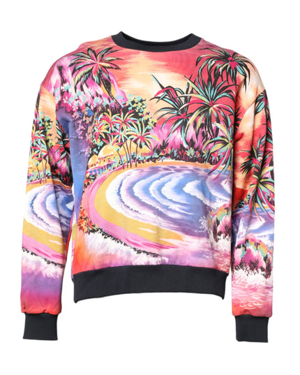 Dolce & Gabbana Multicolor Print Crew Neck Pullover Sweater