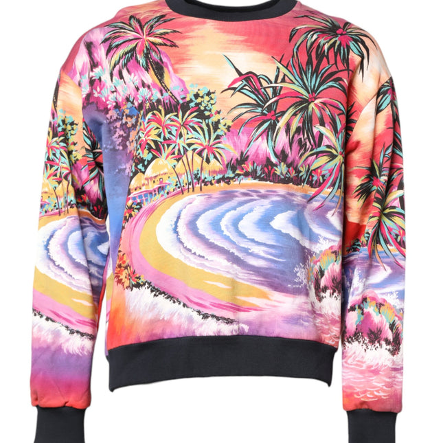 Dolce & Gabbana Multicolor Print Crew Neck Pullover Sweater
