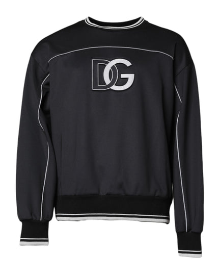 Dolce & Gabbana Black Logo Polyester Crew Neck Men Pullover Sweater