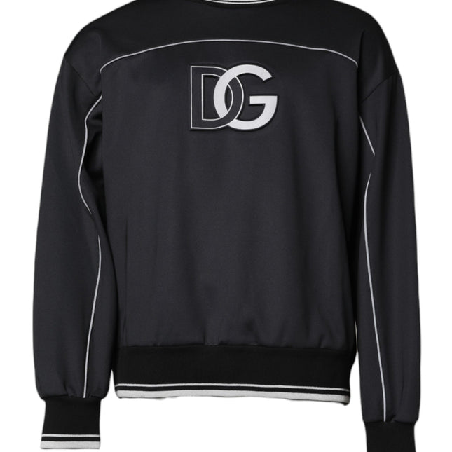 Dolce & Gabbana Black Logo Polyester Crew Neck Men Pullover Sweater