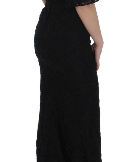Dolce & Gabbana Black Floral Lace Long Bodycon Maxi Dress