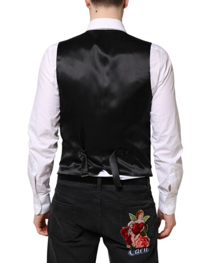 Dolce & Gabbana Black Wool Waistcoat Dress Formal Vest