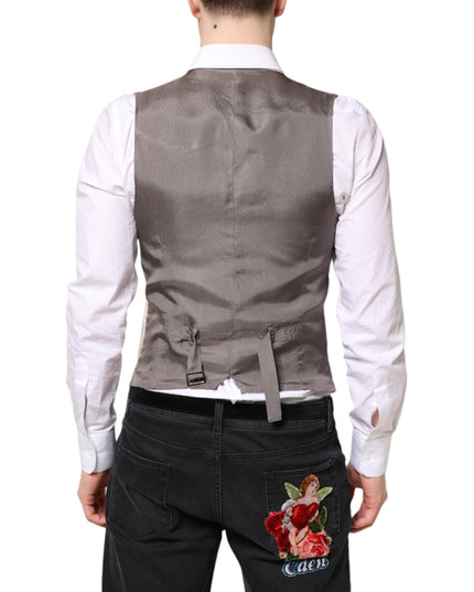 Dolce & Gabbana Beige Gray Dress Men Formal Waistcoat Vest