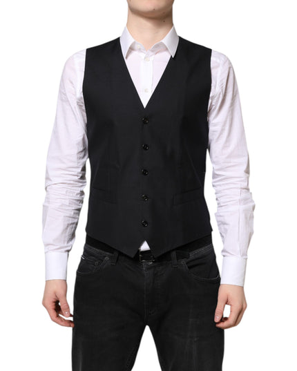 Dolce & Gabbana Black Wool Waistcoat Dress Formal Vest