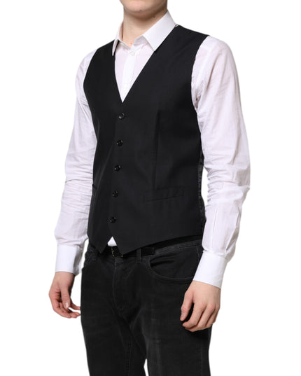 Dolce & Gabbana Black Wool Waistcoat Dress Formal Vest