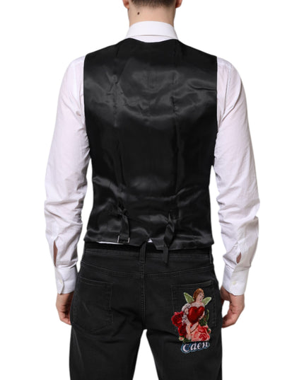 Dolce & Gabbana Black Wool Waistcoat Dress Formal Vest