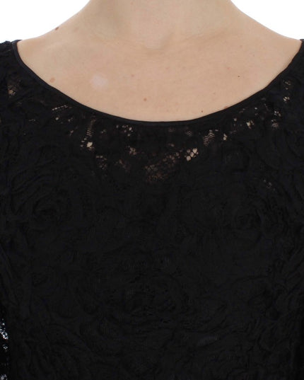 Dolce & Gabbana Black Floral Lace Long Bodycon Maxi Dress