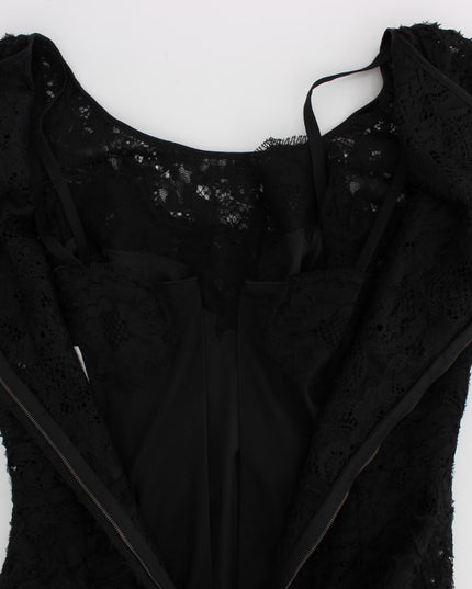 Dolce & Gabbana Black Floral Lace Long Bodycon Maxi Dress