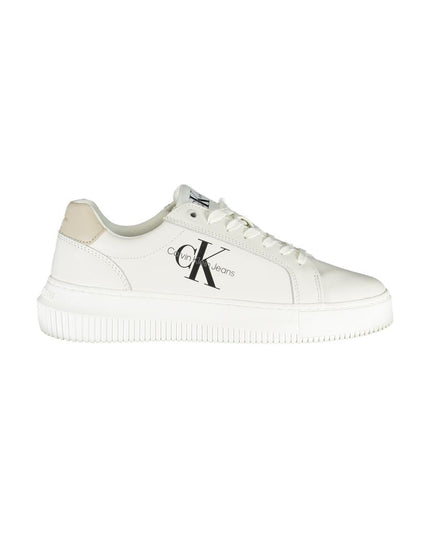 Calvin Klein Chic White Lace-Up Sneakers with Contrast Details