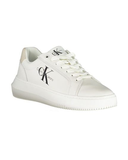 Calvin Klein Chic White Lace-Up Sneakers with Contrast Details