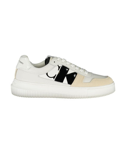 Calvin Klein Elegant White Lace-Up Sneakers with Contrast Detail
