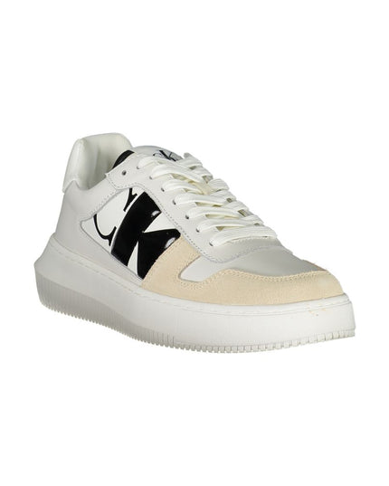 Calvin Klein Elegant White Lace-Up Sneakers with Contrast Detail