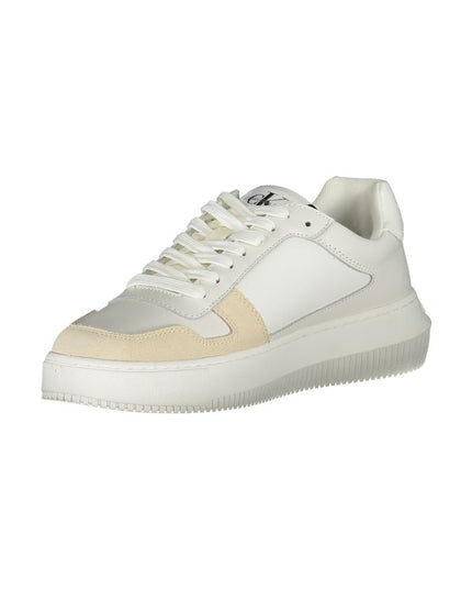 Calvin Klein Elegant White Lace-Up Sneakers with Contrast Detail