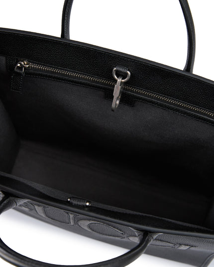 Gucci Black Leather Logo Medium Tote Bag