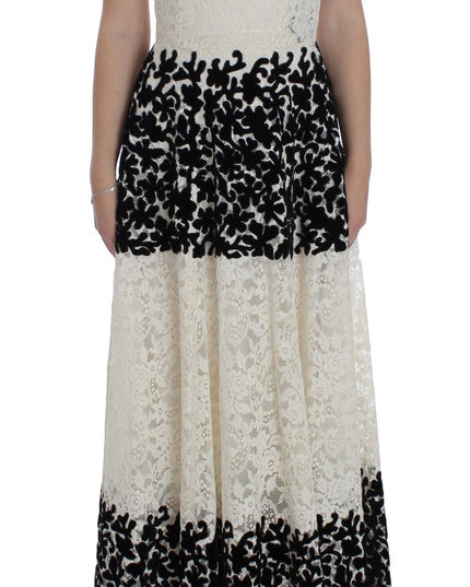 Dolce & Gabbana Floral Lace Ricamo Long Ball Maxi Dress