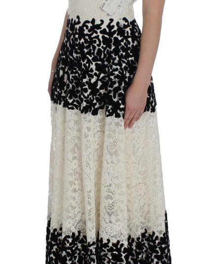 Dolce & Gabbana Floral Lace Ricamo Long Ball Maxi Dress
