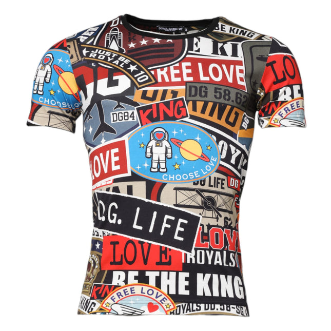 Dolce & Gabbana Multicolor Patchwork Cotton Crew Neck T-shirt