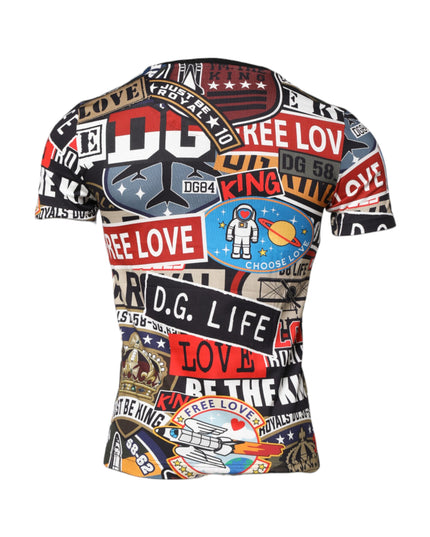 Dolce & Gabbana Multicolor Patchwork Cotton Crew Neck T-shirt